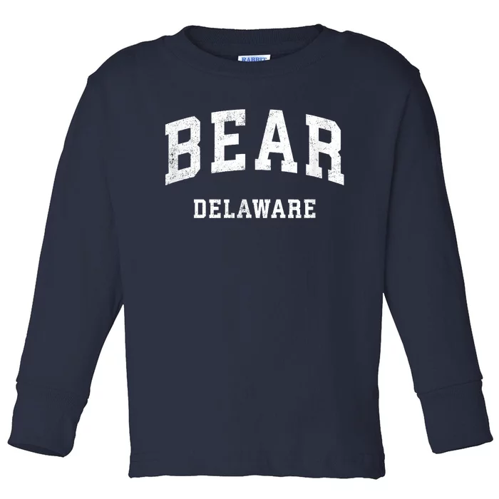 Bear Delaware DE Vintage Athletic Sports Design Toddler Long Sleeve Shirt