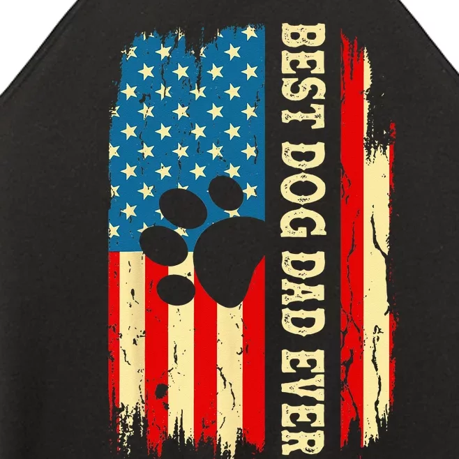 Best Dog Dad Ever Us American Flag Fathers Day Dog Dad Women’s Perfect Tri Rocker Tank