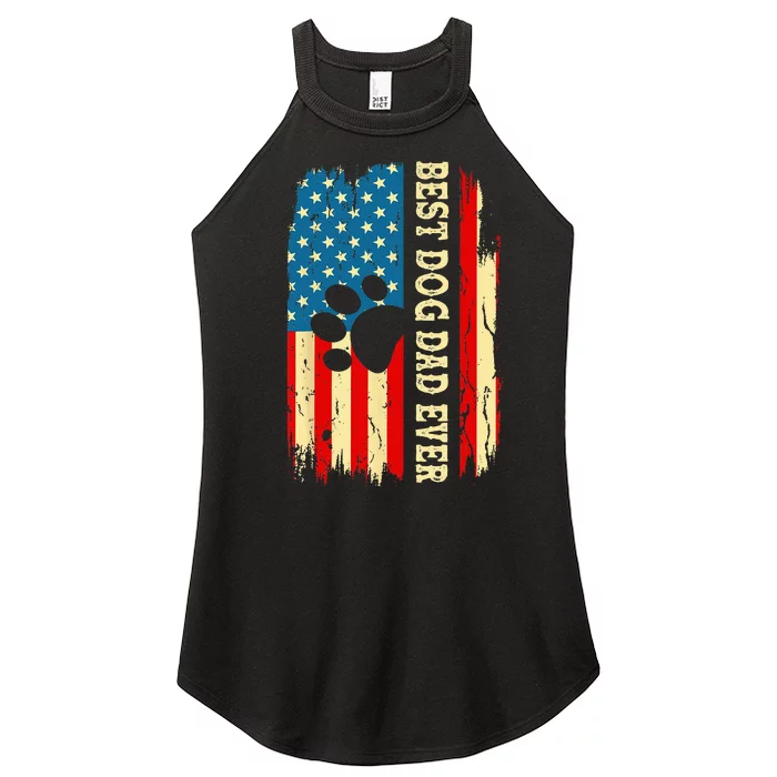 Best Dog Dad Ever Us American Flag Fathers Day Dog Dad Women’s Perfect Tri Rocker Tank