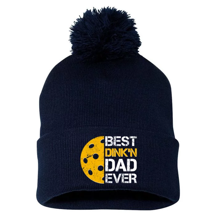 Best Dinkn Dad Ever Pickle Ball Pom Pom 12in Knit Beanie