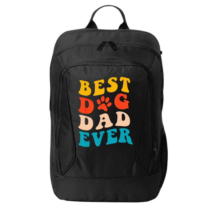 Best Dog Dad Ever Fathers Day Dog Dad Retro Vintage City Backpack