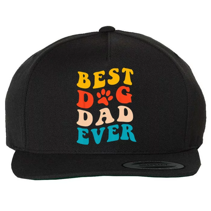 Best Dog Dad Ever Fathers Day Dog Dad Retro Vintage Wool Snapback Cap