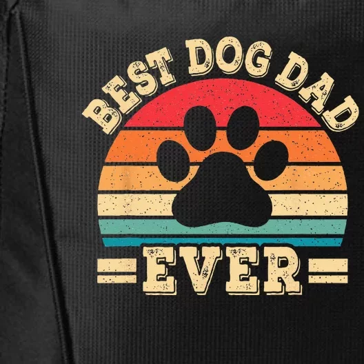 Best Dog Dad Ever Funny Dog Paw Daddy Father Retro Dog Lover City Backpack