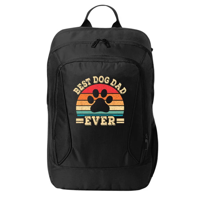 Best Dog Dad Ever Funny Dog Paw Daddy Father Retro Dog Lover City Backpack