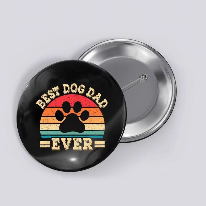 Best Dog Dad Ever Funny Dog Paw Daddy Father Retro Dog Lover Button