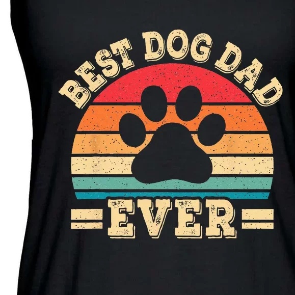 Best Dog Dad Ever Funny Dog Paw Daddy Father Retro Dog Lover Ladies Essential Flowy Tank