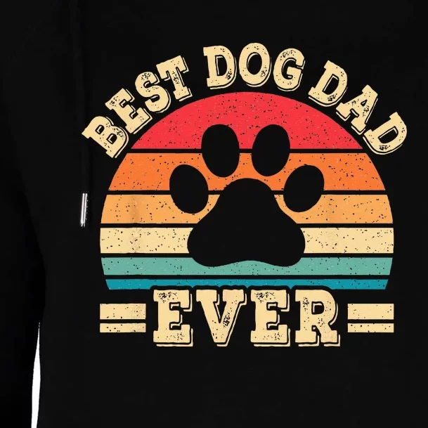 Best Dog Dad Ever Funny Dog Paw Daddy Father Retro Dog Lover Womens Funnel Neck Pullover Hood