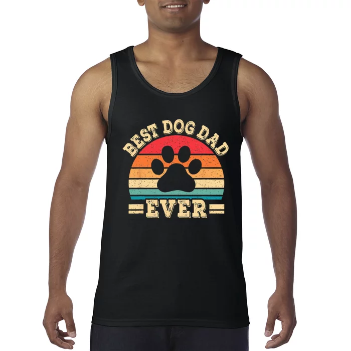 Best Dog Dad Ever Funny Dog Paw Daddy Father Retro Dog Lover Tank Top