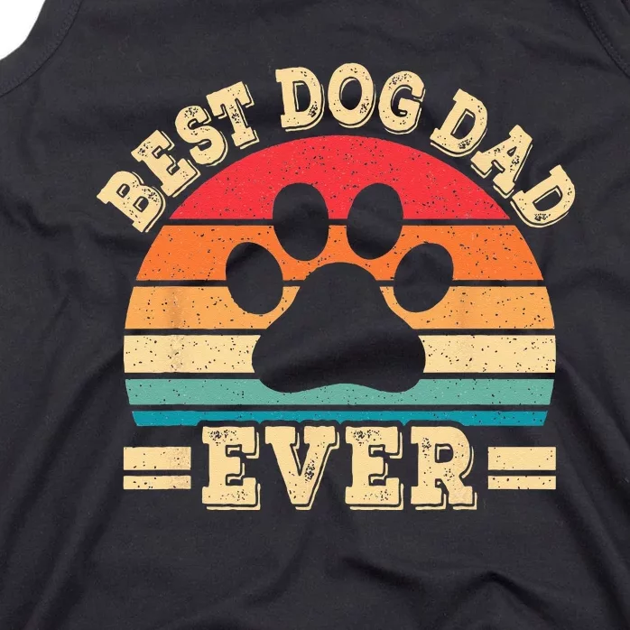 Best Dog Dad Ever Funny Dog Paw Daddy Father Retro Dog Lover Tank Top