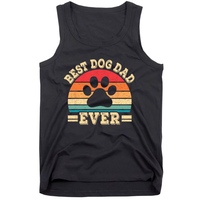 Best Dog Dad Ever Funny Dog Paw Daddy Father Retro Dog Lover Tank Top