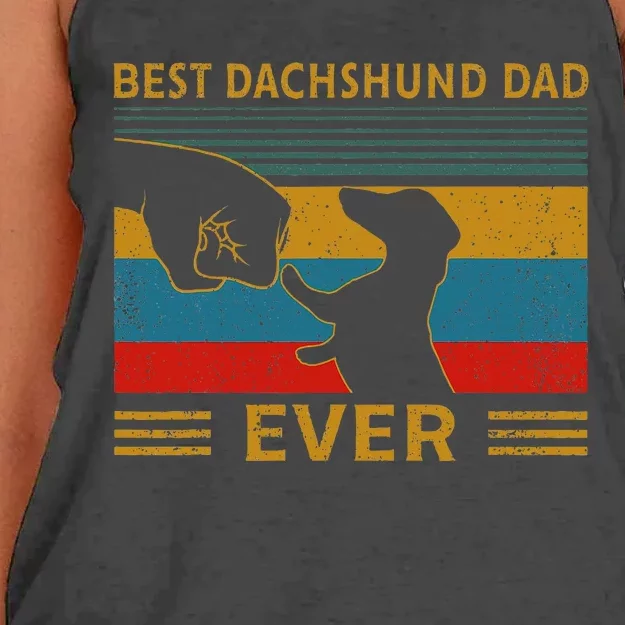 Best Dachshund Dad Ever Funny Weiner Dog Gifts Women's Knotted Racerback Tank