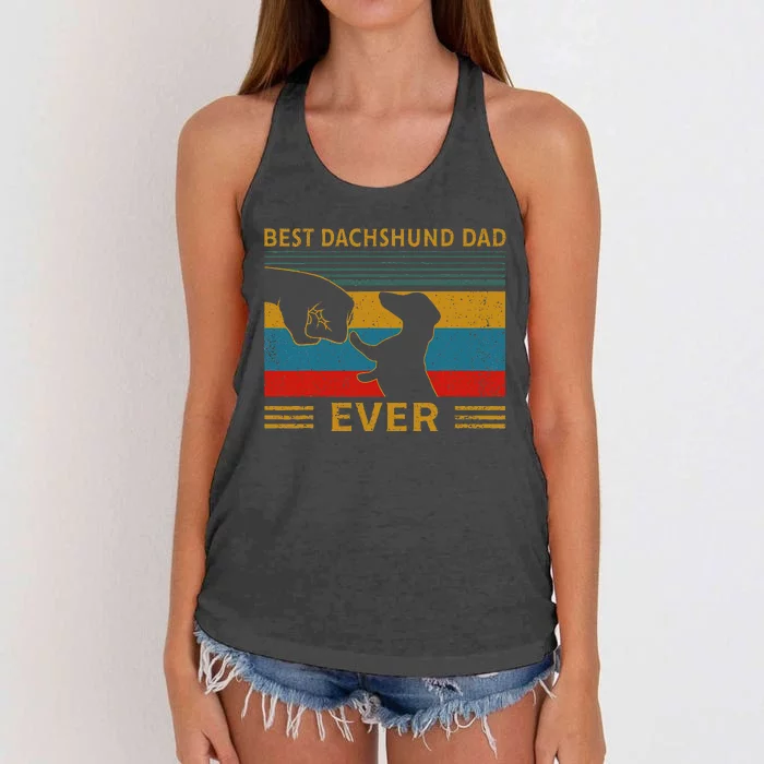 Best Dachshund Dad Ever Funny Weiner Dog Gifts Women's Knotted Racerback Tank