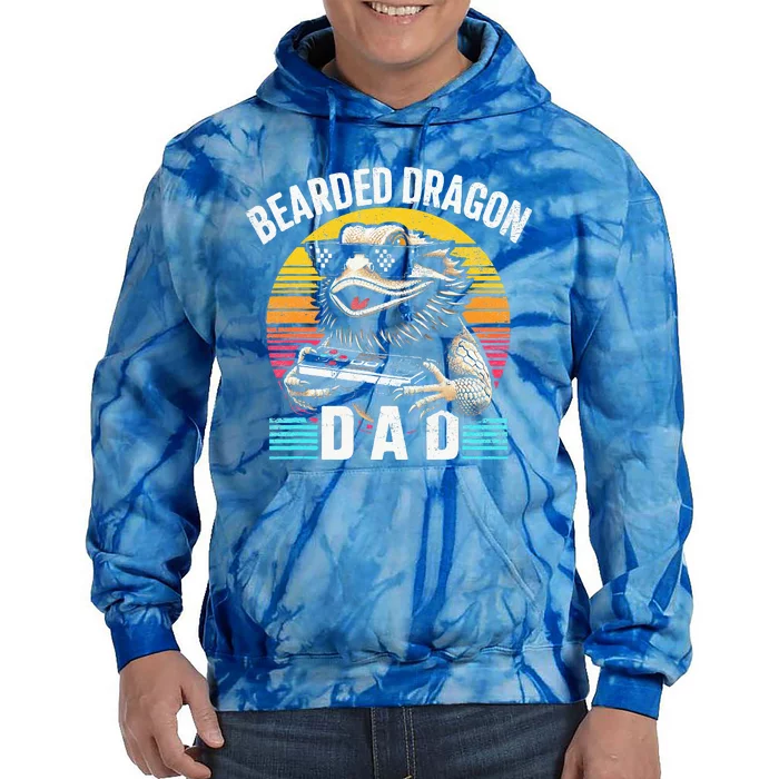 Bearded Dragon Dad Vintage Video Game Lizard Reptile Lover Tie Dye Hoodie