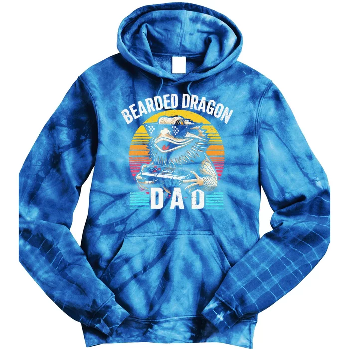 Bearded Dragon Dad Vintage Video Game Lizard Reptile Lover Tie Dye Hoodie