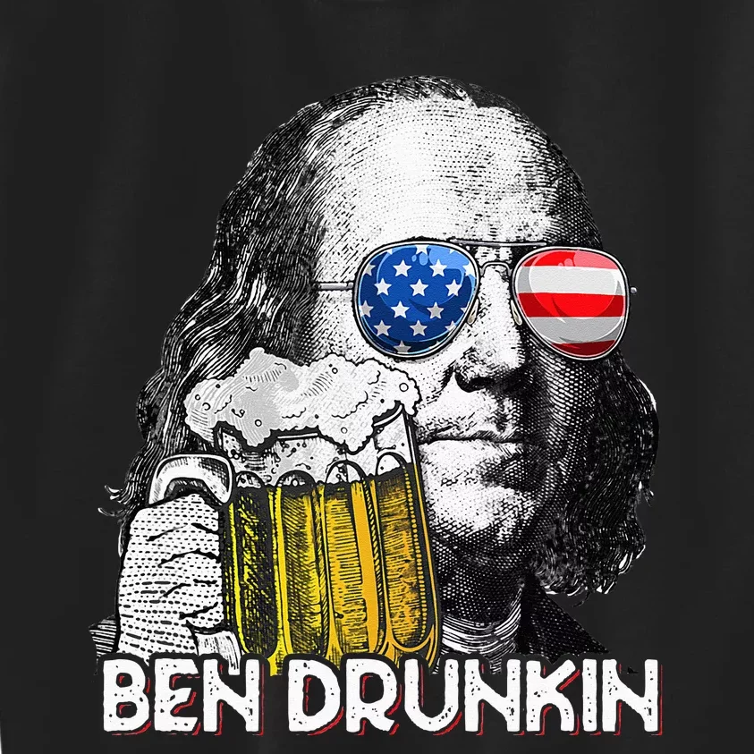 Ben Drankin drunking funny 4th of july beer Kids Sweatshirt