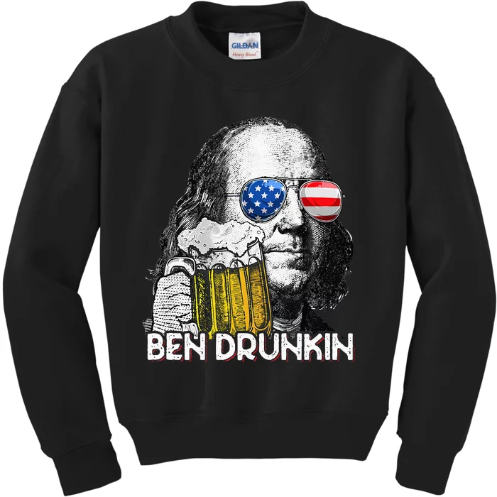 Ben Drankin drunking funny 4th of july beer Kids Sweatshirt