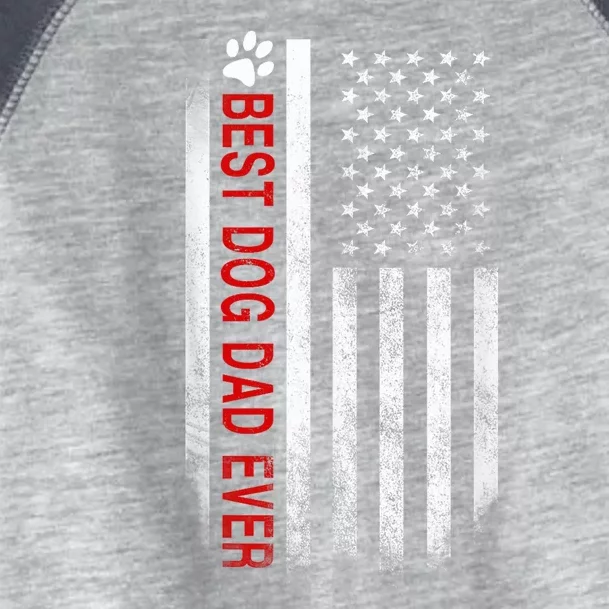 Best Dog Dad Ever American Flag Gift For Best Father Toddler Fine Jersey T-Shirt