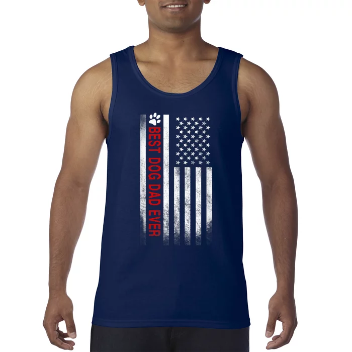 Best Dog Dad Ever American Flag Gift For Best Father Tank Top