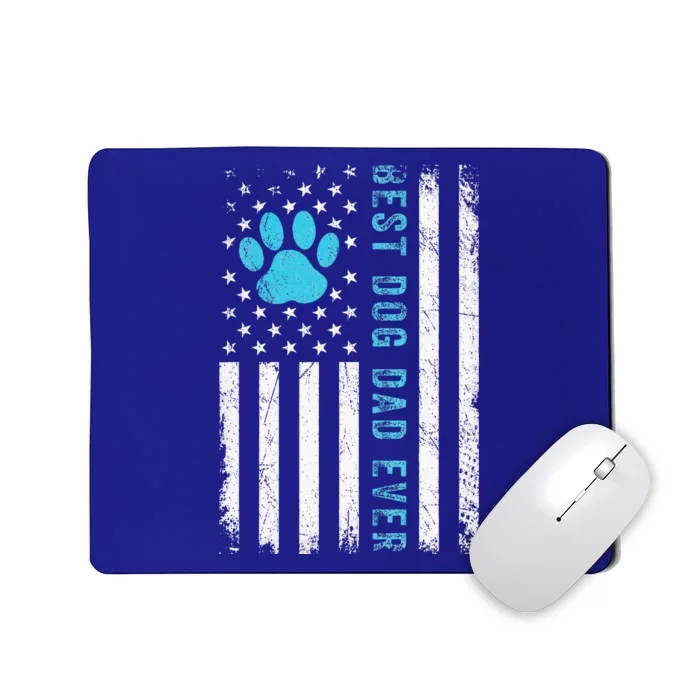 Best Dog Dad Ever US American Flag Puppy Lover Paw Mousepad