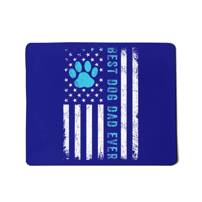 Best Dog Dad Ever US American Flag Puppy Lover Paw Mousepad