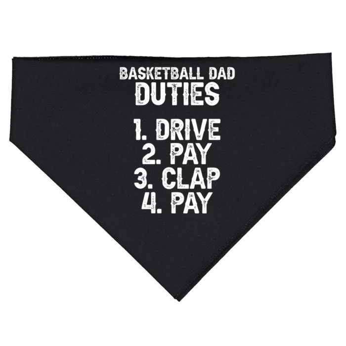 Basketball Dad Duties Dad Of A Basketball Player Father Cute Gift USA-Made Doggie Bandana