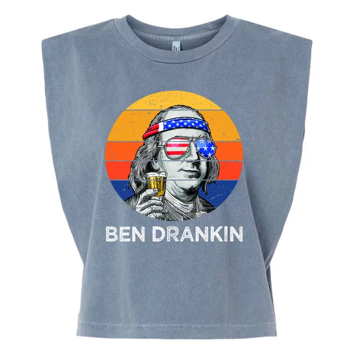 Ben Drankin Drinking Funny 4th Of July USA Merica America Garment-Dyed Women's Muscle Tee