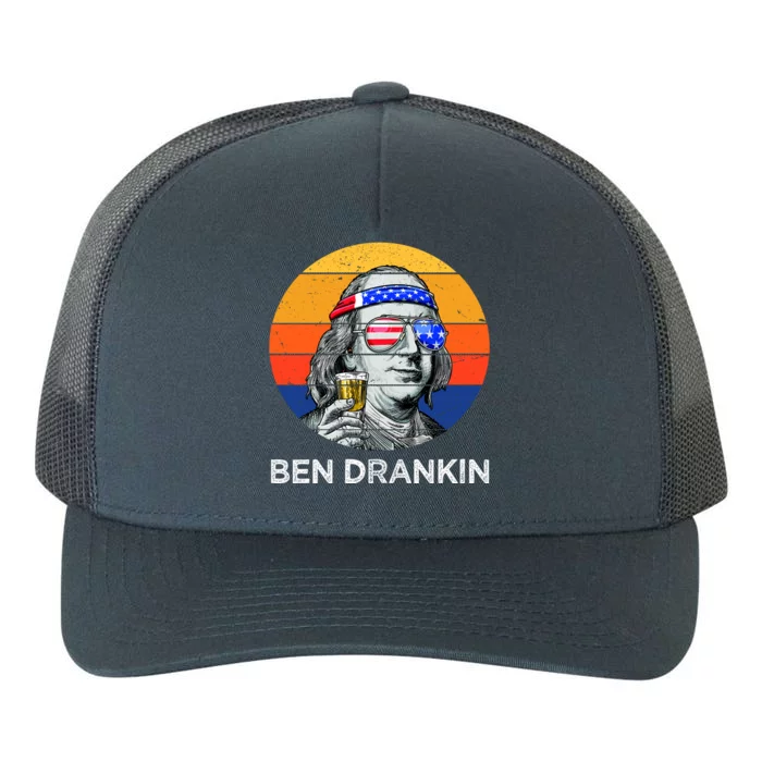 Ben Drankin Drinking Funny 4th Of July USA Merica America Yupoong Adult 5-Panel Trucker Hat