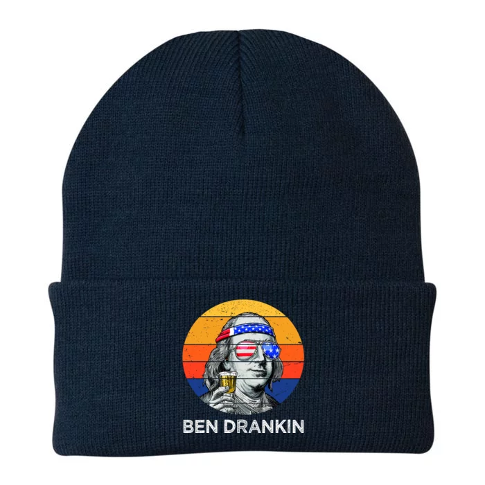 Ben Drankin Drinking Funny 4th Of July USA Merica America Knit Cap Winter Beanie