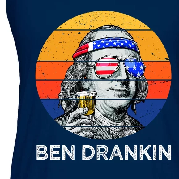 Ben Drankin Drinking Funny 4th Of July USA Merica America Ladies Essential Flowy Tank