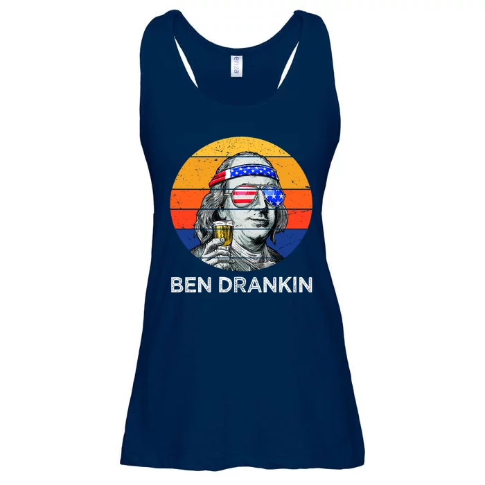 Ben Drankin Drinking Funny 4th Of July USA Merica America Ladies Essential Flowy Tank