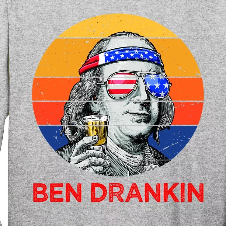 Ben Drankin Drinking Funny 4th Of July USA Merica America Long Sleeve Shirt