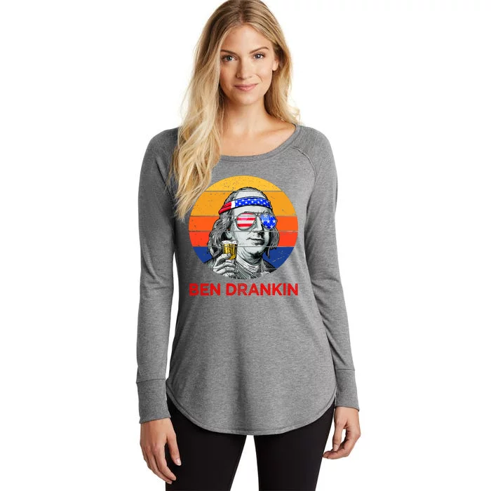 Ben Drankin Drinking Funny 4th Of July USA Merica America Women's Perfect Tri Tunic Long Sleeve Shirt