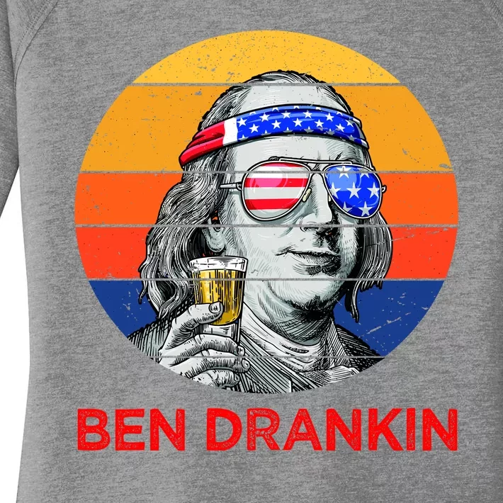 Ben Drankin Drinking Funny 4th Of July USA Merica America Women's Perfect Tri Tunic Long Sleeve Shirt