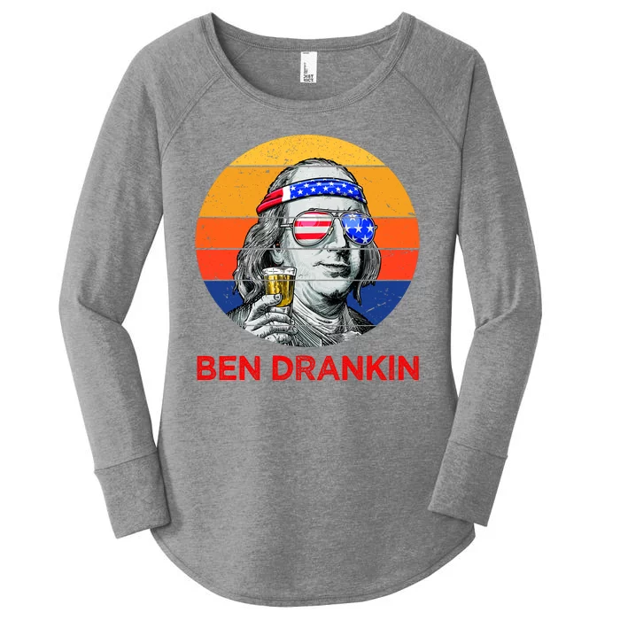 Ben Drankin Drinking Funny 4th Of July USA Merica America Women's Perfect Tri Tunic Long Sleeve Shirt