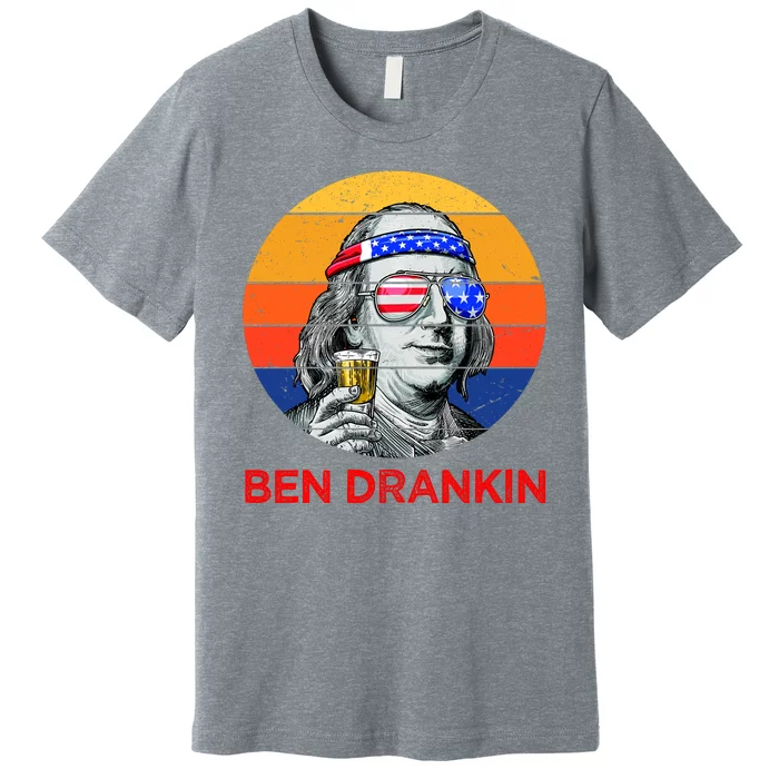 Ben Drankin Drinking Funny 4th Of July USA Merica America Premium T-Shirt