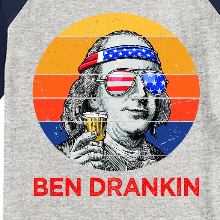 Ben Drankin Drinking Funny 4th Of July USA Merica America Kids Colorblock Raglan Jersey