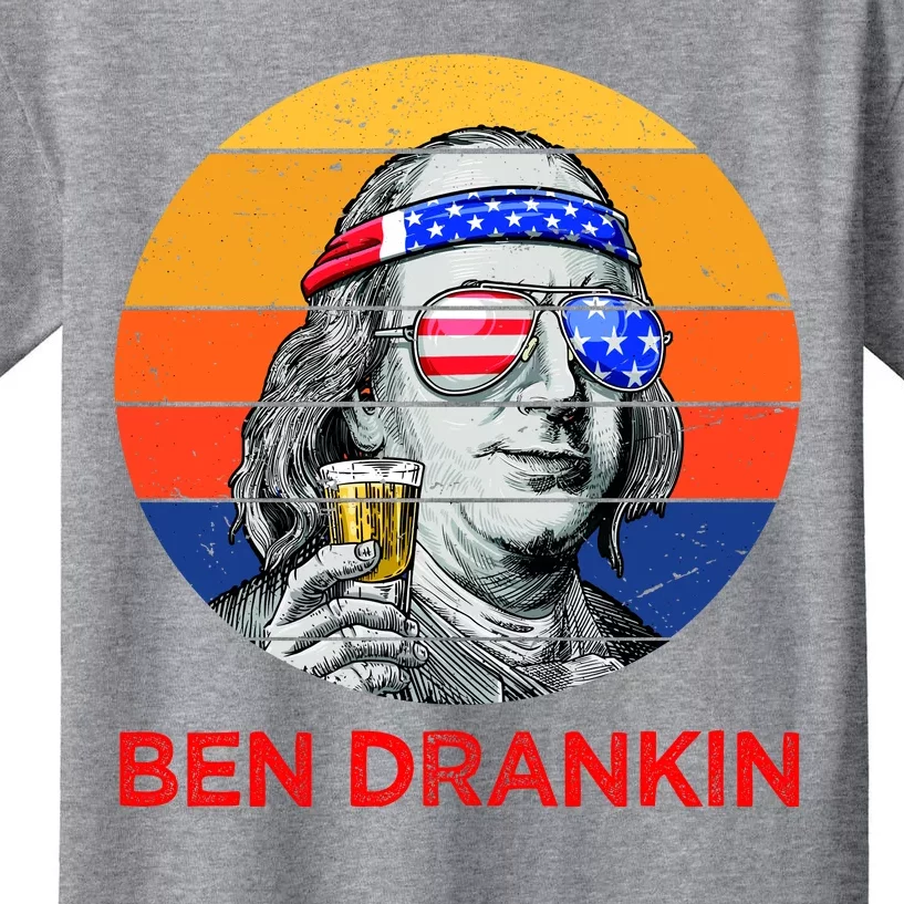 Ben Drankin Drinking Funny 4th Of July USA Merica America Kids T-Shirt