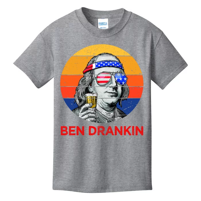 Ben Drankin Drinking Funny 4th Of July USA Merica America Kids T-Shirt