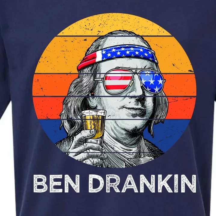 Ben Drankin Drinking Funny 4th Of July USA Merica America Sueded Cloud Jersey T-Shirt