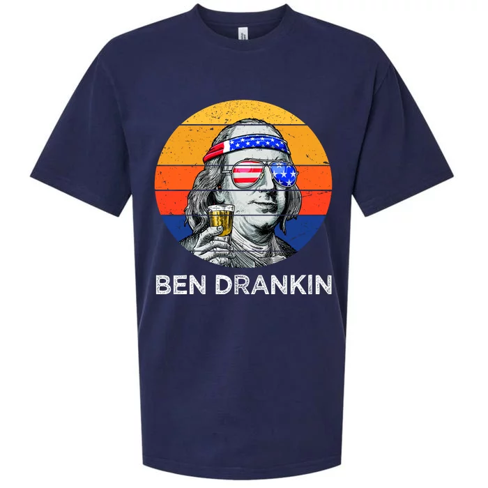 Ben Drankin Drinking Funny 4th Of July USA Merica America Sueded Cloud Jersey T-Shirt