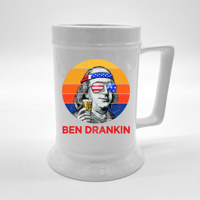 Ben Drankin Drinking Funny 4th Of July USA Merica America Front & Back Beer Stein