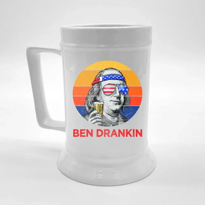 Ben Drankin Drinking Funny 4th Of July USA Merica America Front & Back Beer Stein