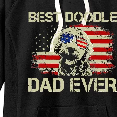 Best Doodle Dad Ever Goldendoodle 4th Of July Gift Women's Fleece Hoodie