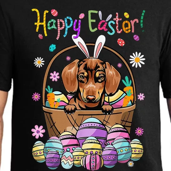 Bunny Dachshund Dog Happy Easter Day With Easter Egg Pajama Set