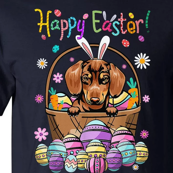 Bunny Dachshund Dog Happy Easter Day With Easter Egg Tall T-Shirt