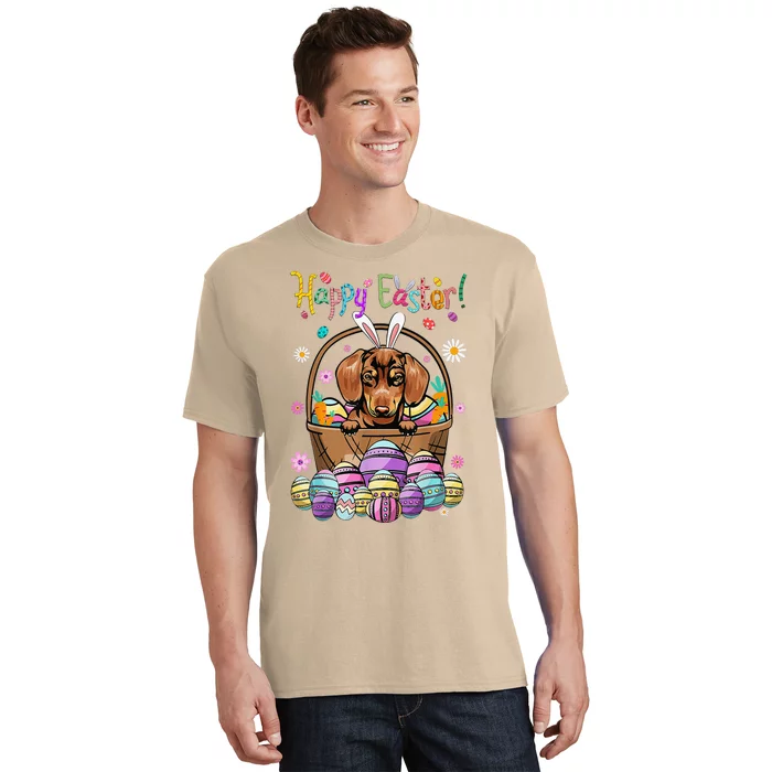 Bunny Dachshund Dog Happy Easter Day With Easter Egg T-Shirt