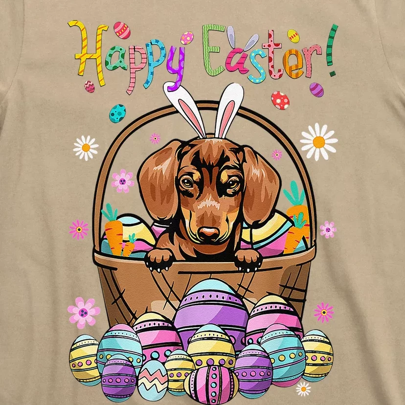 Bunny Dachshund Dog Happy Easter Day With Easter Egg T-Shirt