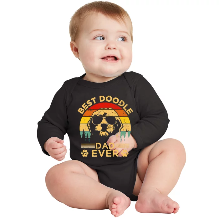 Best Doodle Dad Ever Fathers Day Funny Goldendoodle Dog Gift Baby Long Sleeve Bodysuit