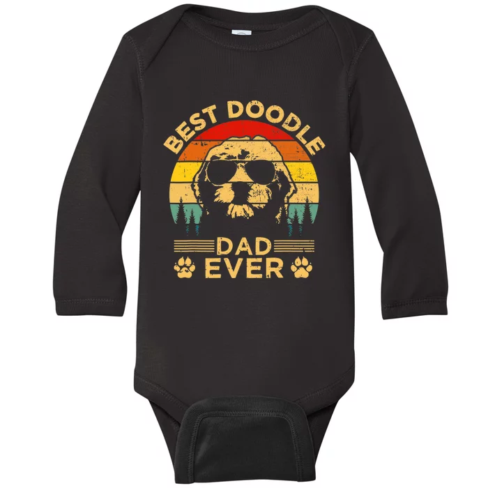 Best Doodle Dad Ever Fathers Day Funny Goldendoodle Dog Gift Baby Long Sleeve Bodysuit