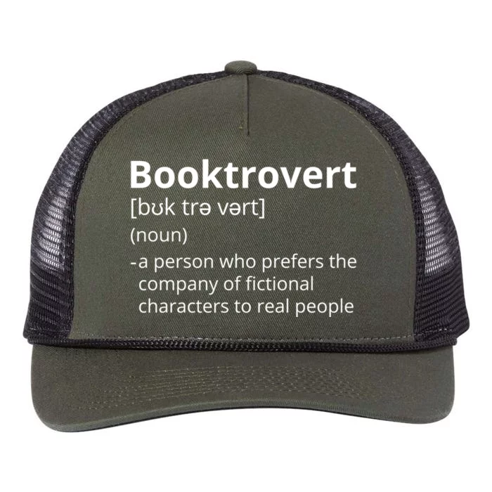 Booktrovert Definition Description Gift Retro Rope Trucker Hat Cap